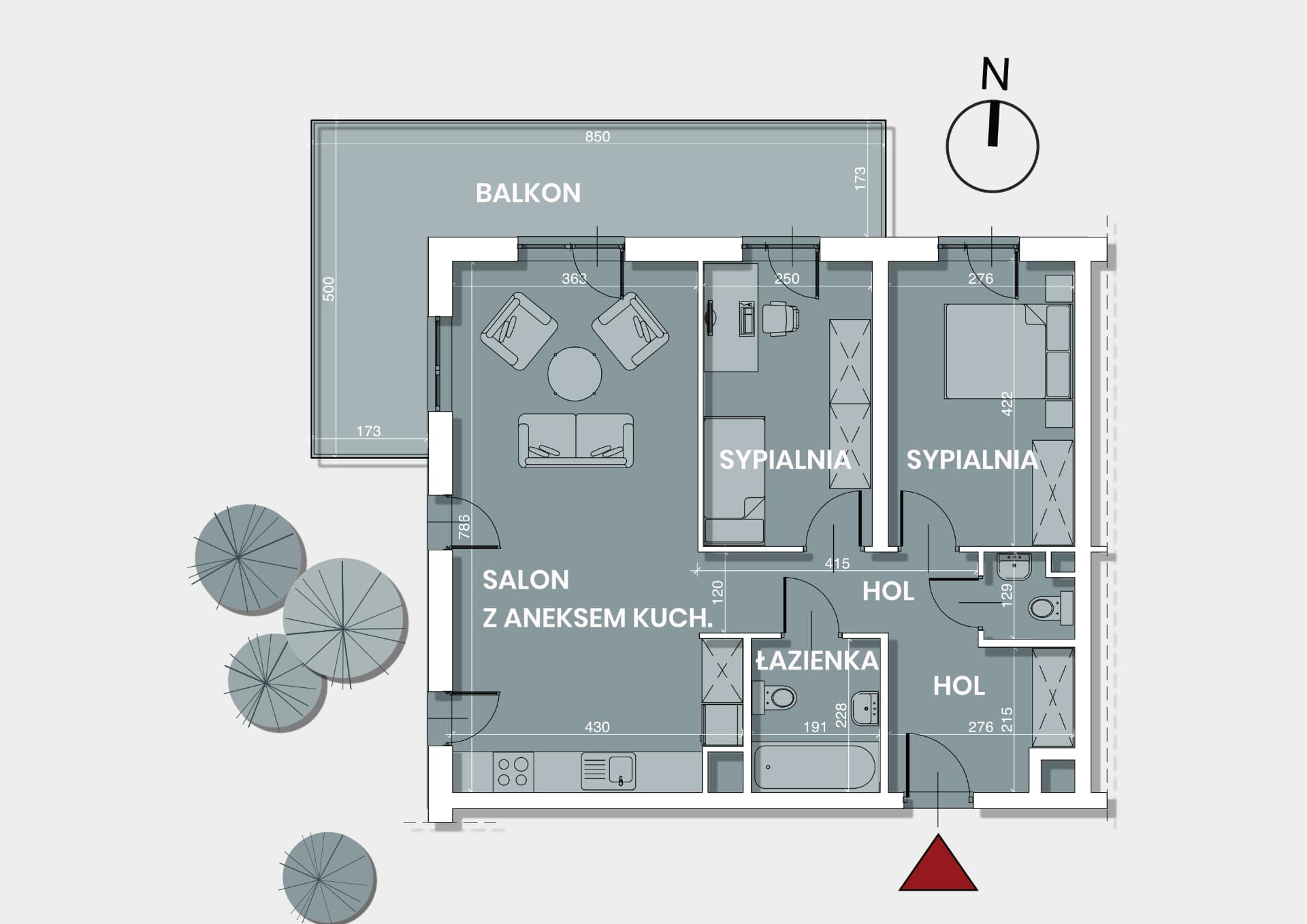 Rzut 2D apartamentu dla inwestora
