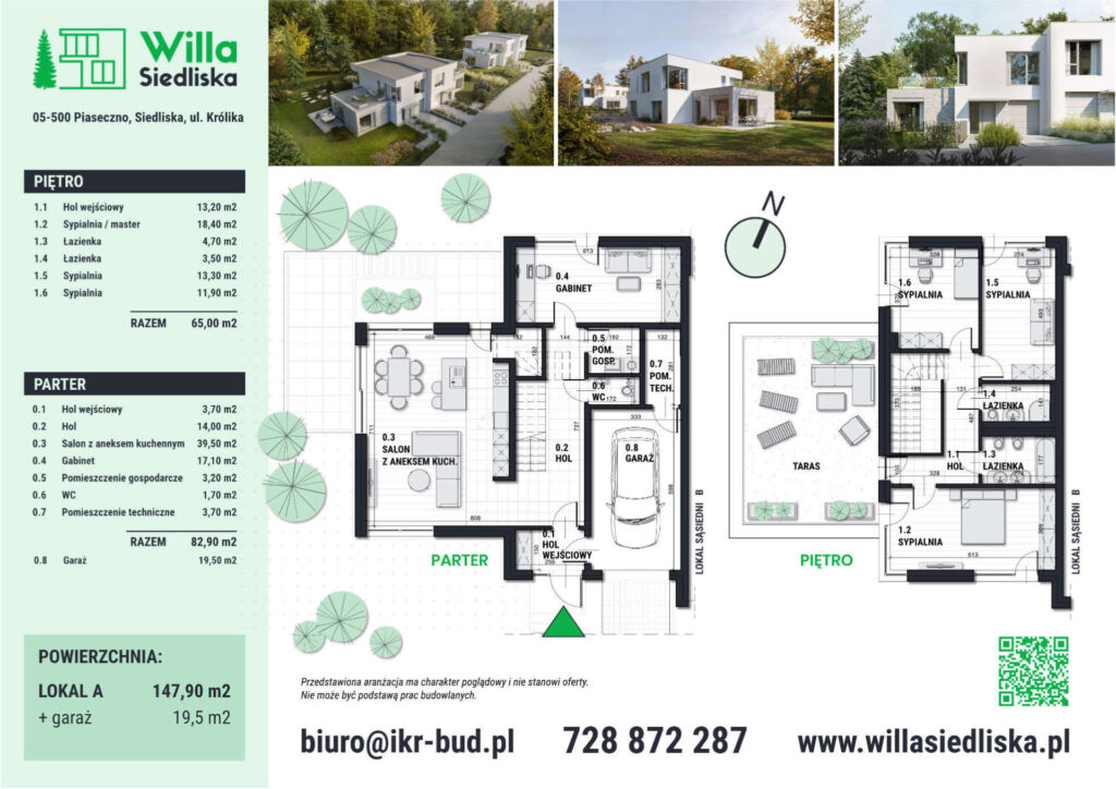 Karta lokalu nieruchomości prezentująca dom w zabudowie bliźniaczej