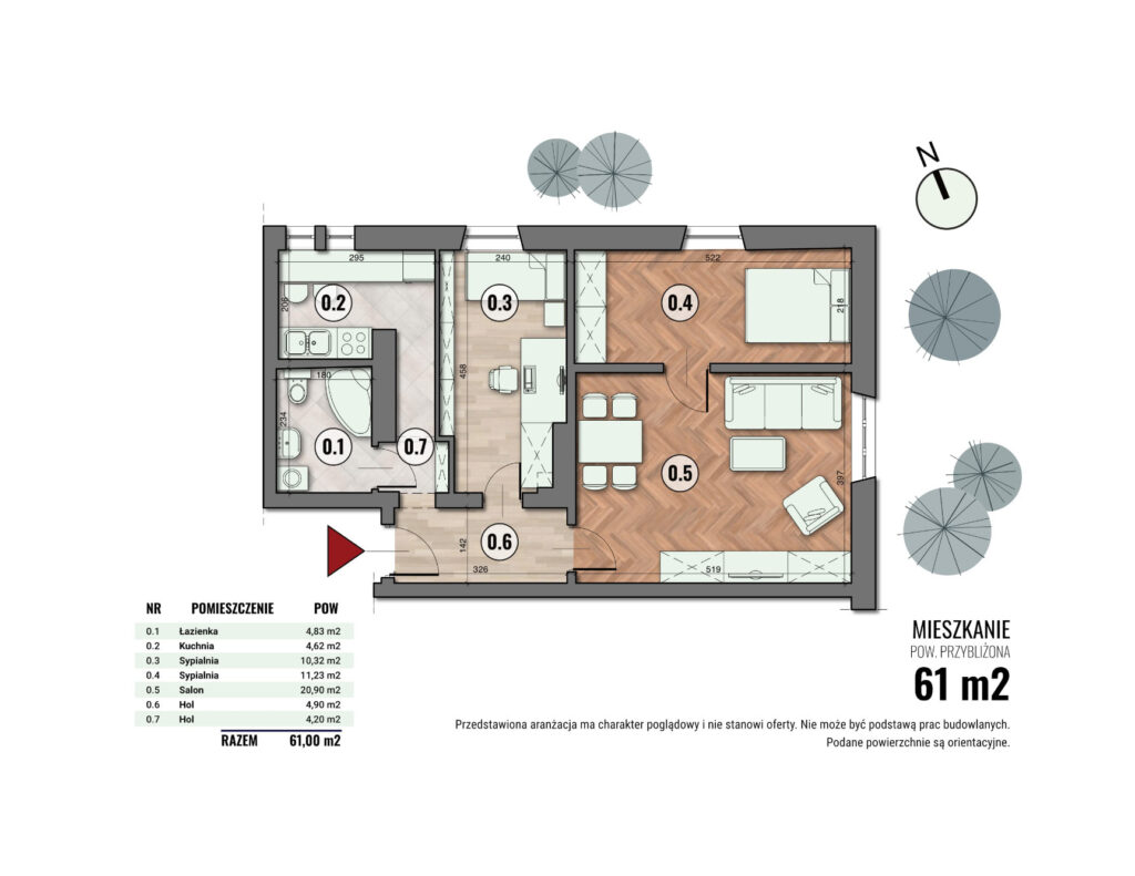 Rzut 2D mieszkania do ogłoszenia sprzedaży