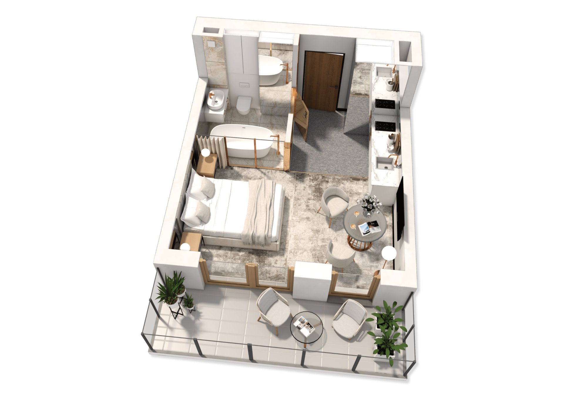 Rzut 3D apartamentu jako wizualizacja