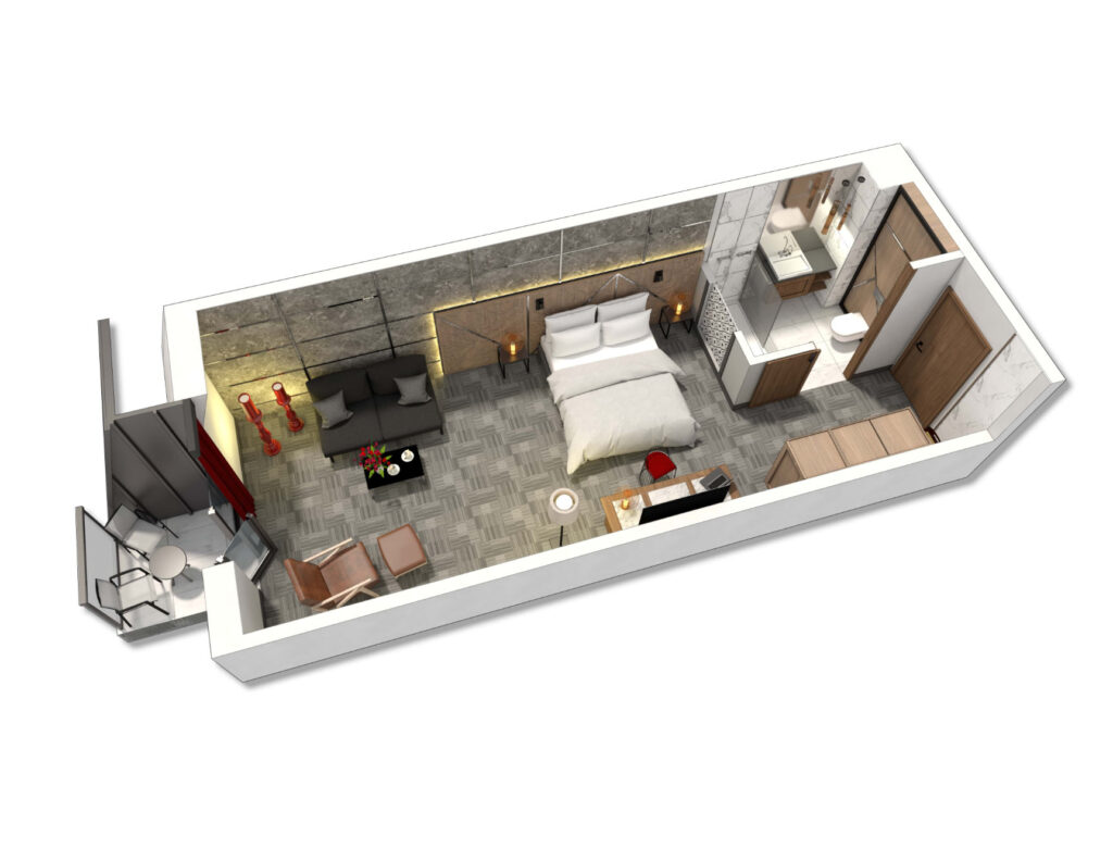 Wizualizacja pokoju hotelowego