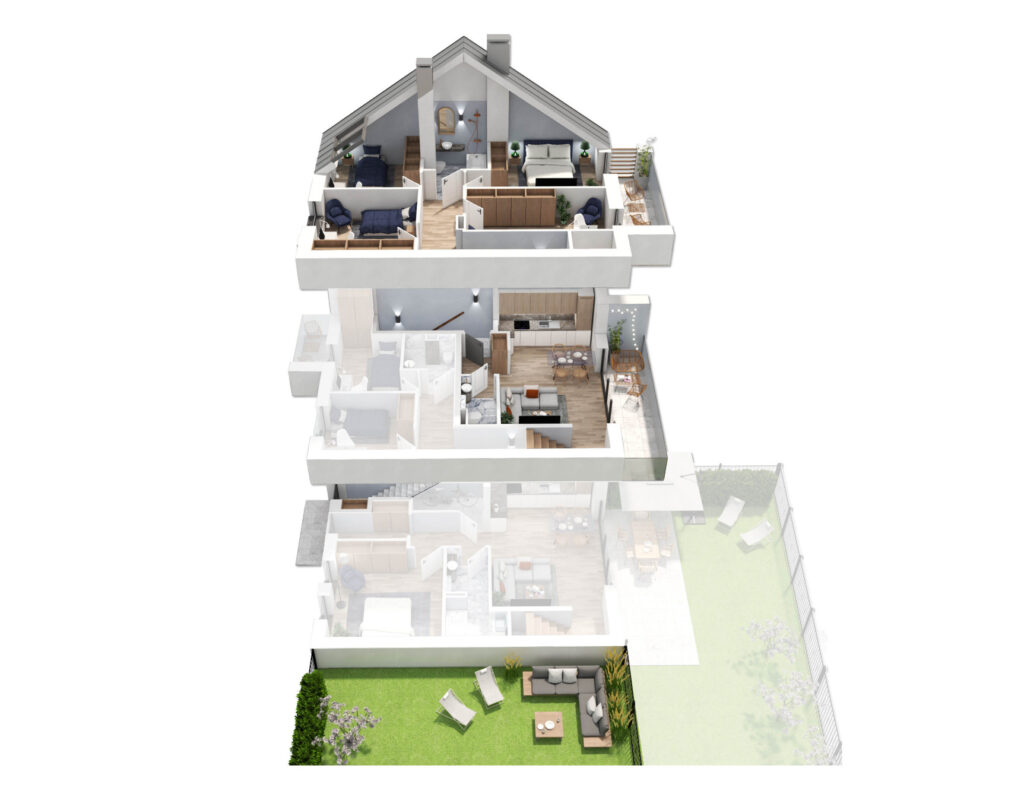 Wizualizacja domu z ogrodem