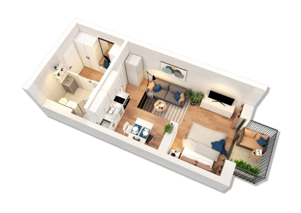 Rzut 3D lokalu mieszkalnego