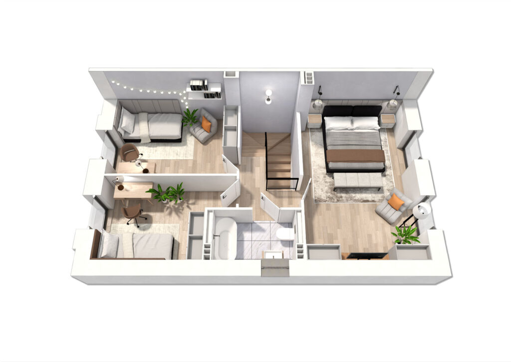 Profesjonalny rzut 3D nieruchomości — materiały sprzedażowe dla dewelopera