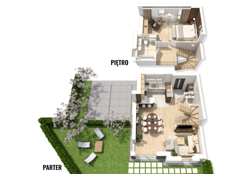 Projekt 3D domu z poddaszem.