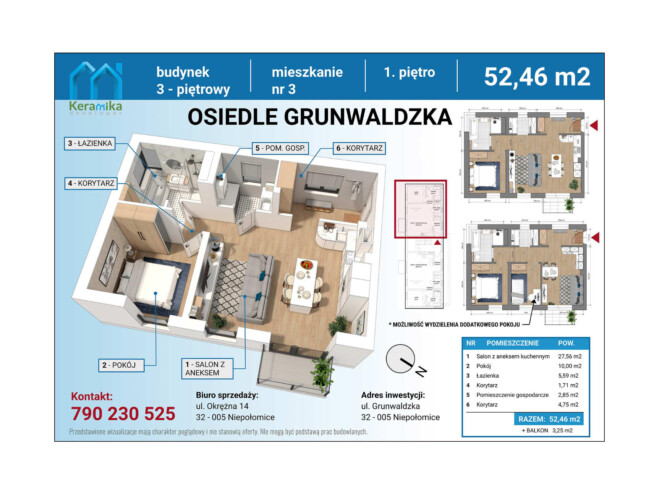 Karta prezentacji nieruchomości mieszkania na sprzedaż