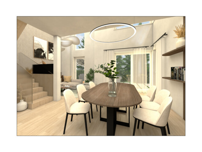 Projekt 3D mieszkania inwestycyjnego w stylu japandi.