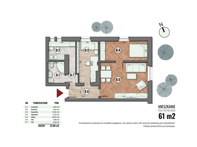Rzut 2D mieszkania do ogłoszenia sprzedaży