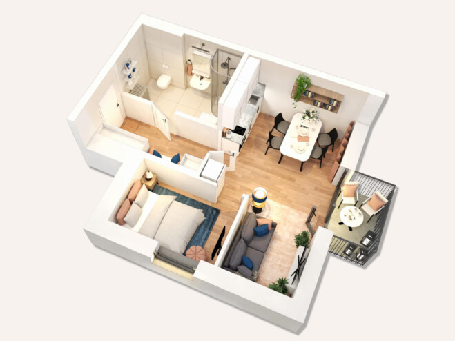 Plan mieszkania z meblami