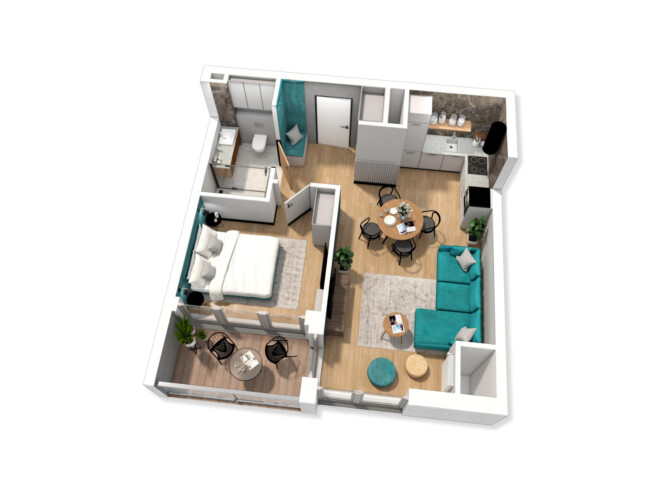 Rzut 3D apartamentu na wynajem