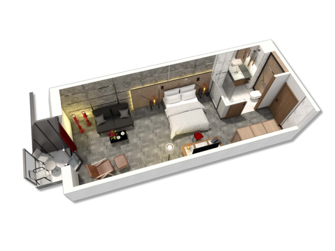 Wizualizacja pokoju hotelowego