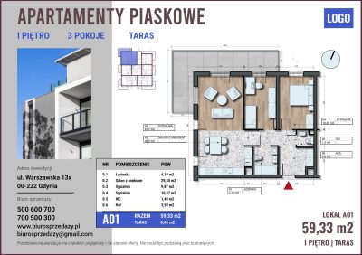 Karta lokalu mieszkania projekt branding nieruchomosci